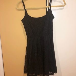 Lace black fit to flair dress